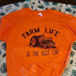 Orange unisex  Shirt with Tractor Print new with out tag